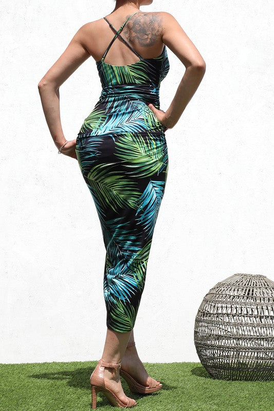 The Tropical Ruched Bodycon Dress