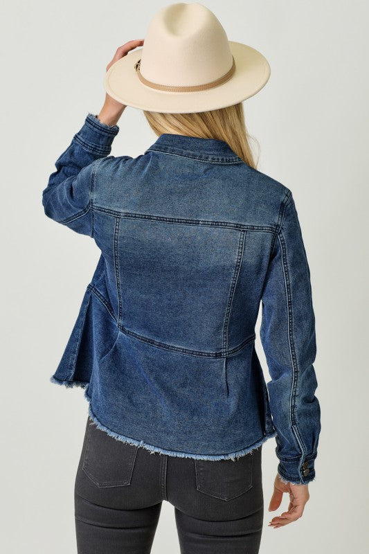 Washed Denim Peplum Jacket