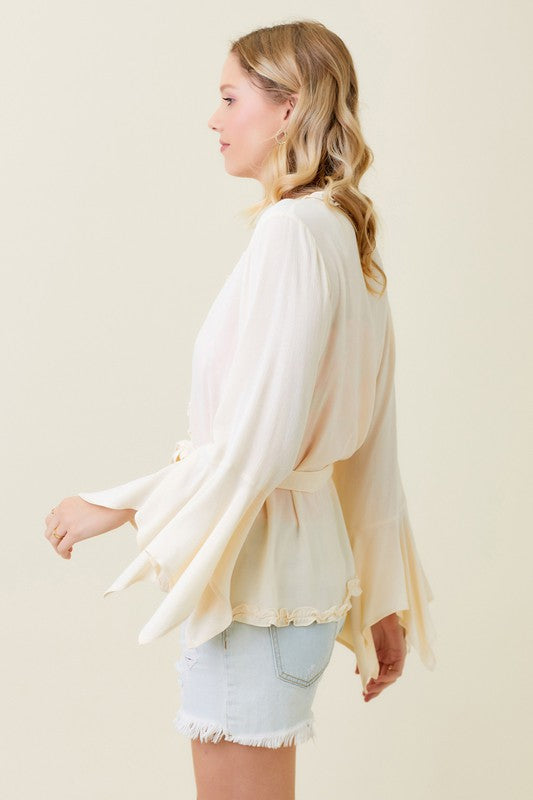 Ruffled Lightweight Flowy Kimono Top