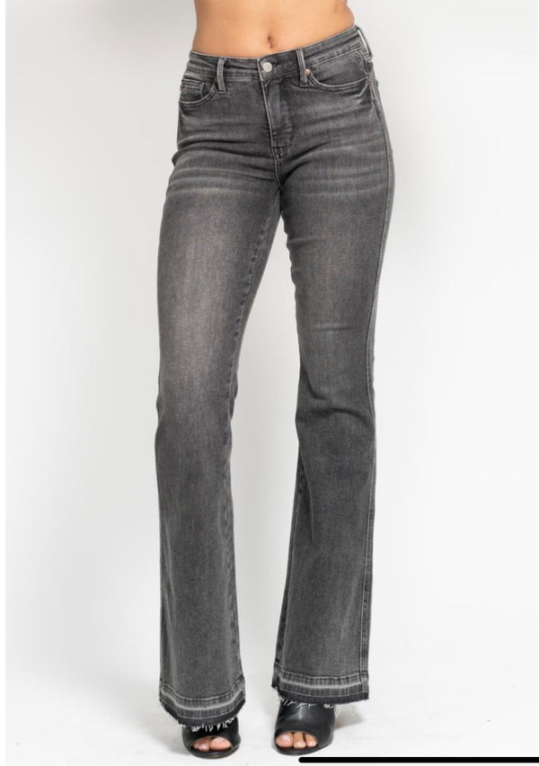 Judy Blue Mid Rise Gray Flare Jeans