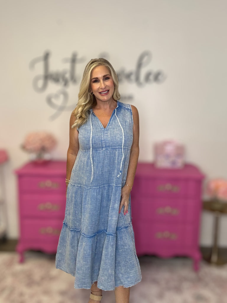 The Blue Heaven Midi Dress  Just Lovelee Boutique