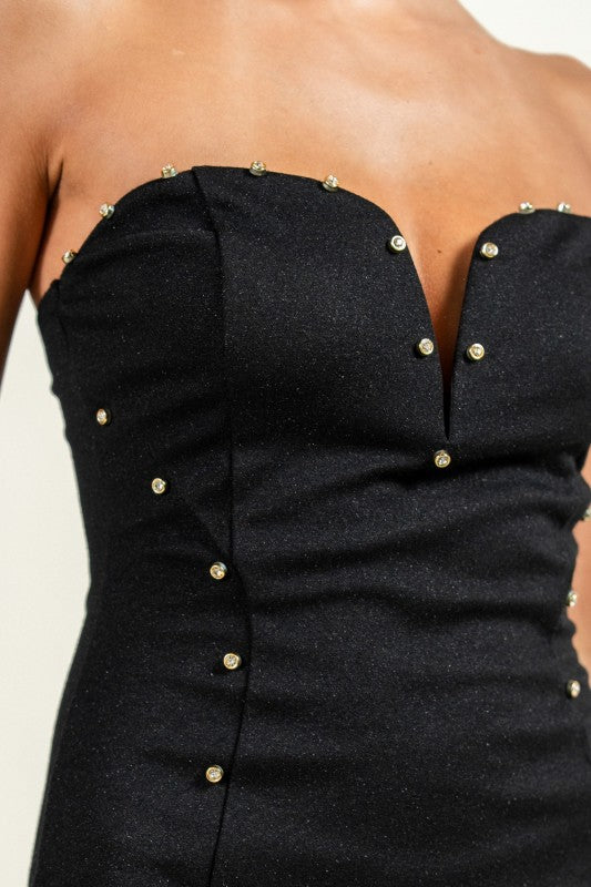 Rhinestone Tube Midi Dress