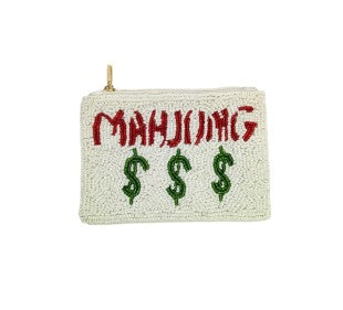 Ladies Mahjong Themed Beaded Coin Purse