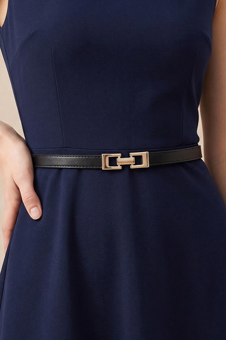 Geometric Buckle Slim Waist Belt