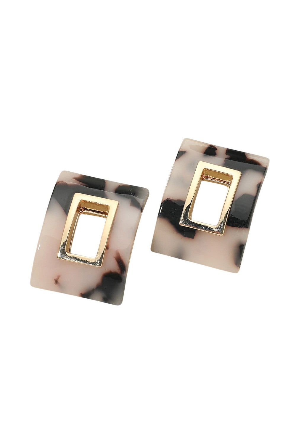 Geometric Rectangle Open Center Stud Earrings