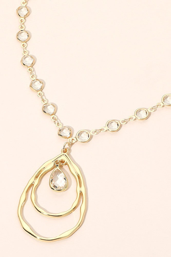 Teardrop Pendant Beaded Statement Necklace