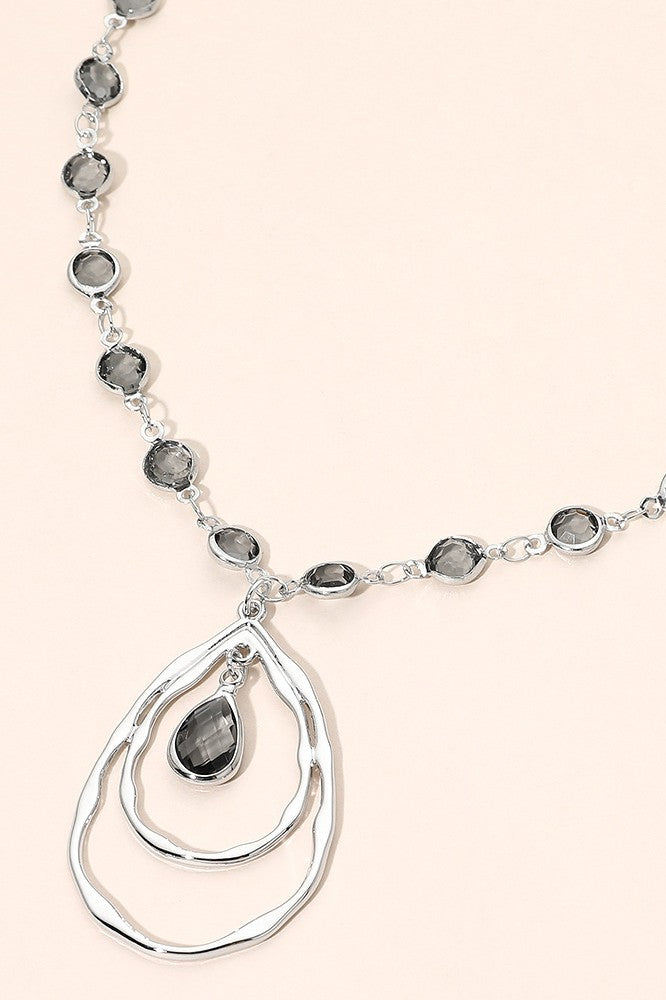 Teardrop Pendant Beaded Statement Necklace
