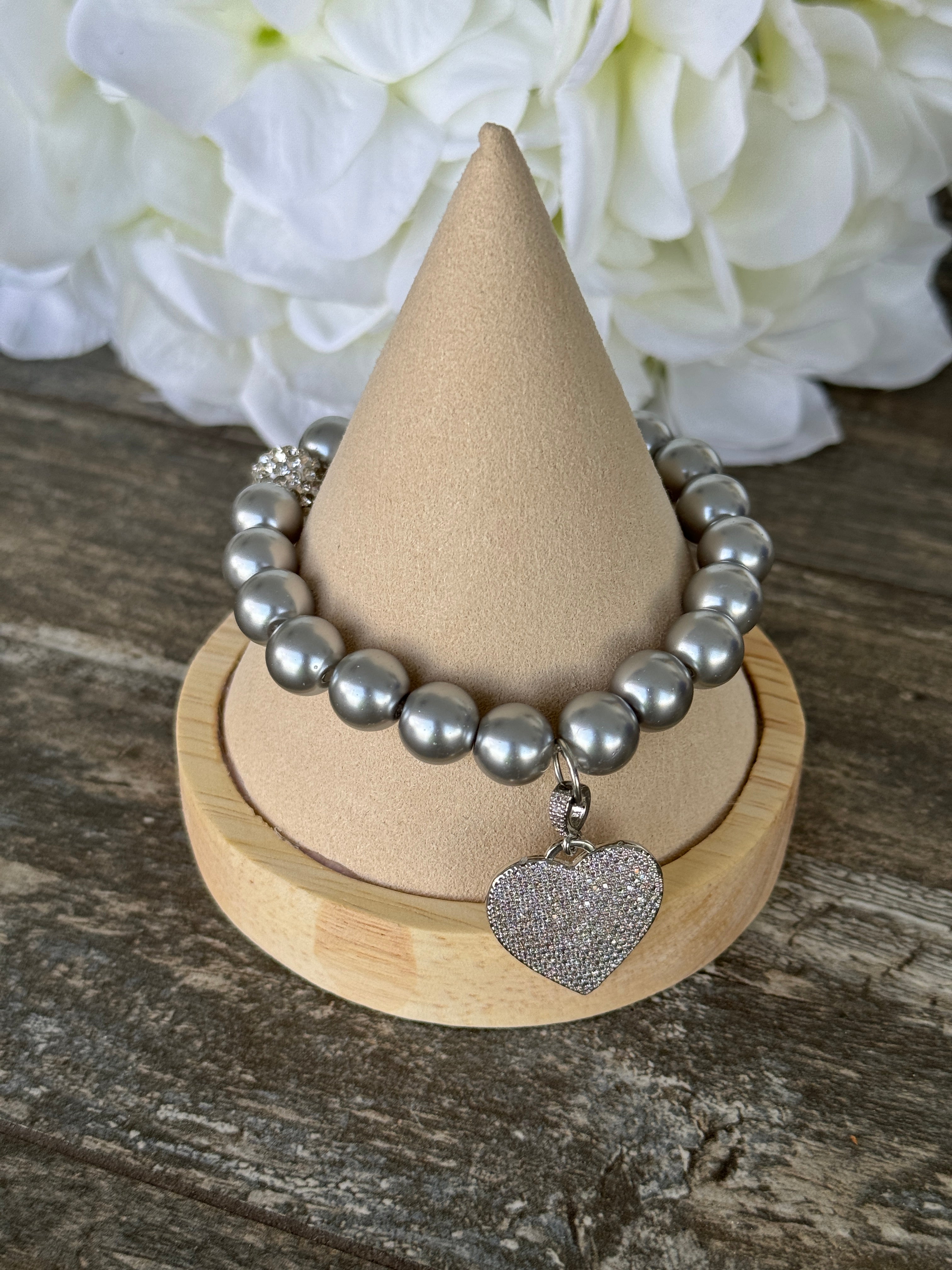 The Pearl Pave Heart Bracelet