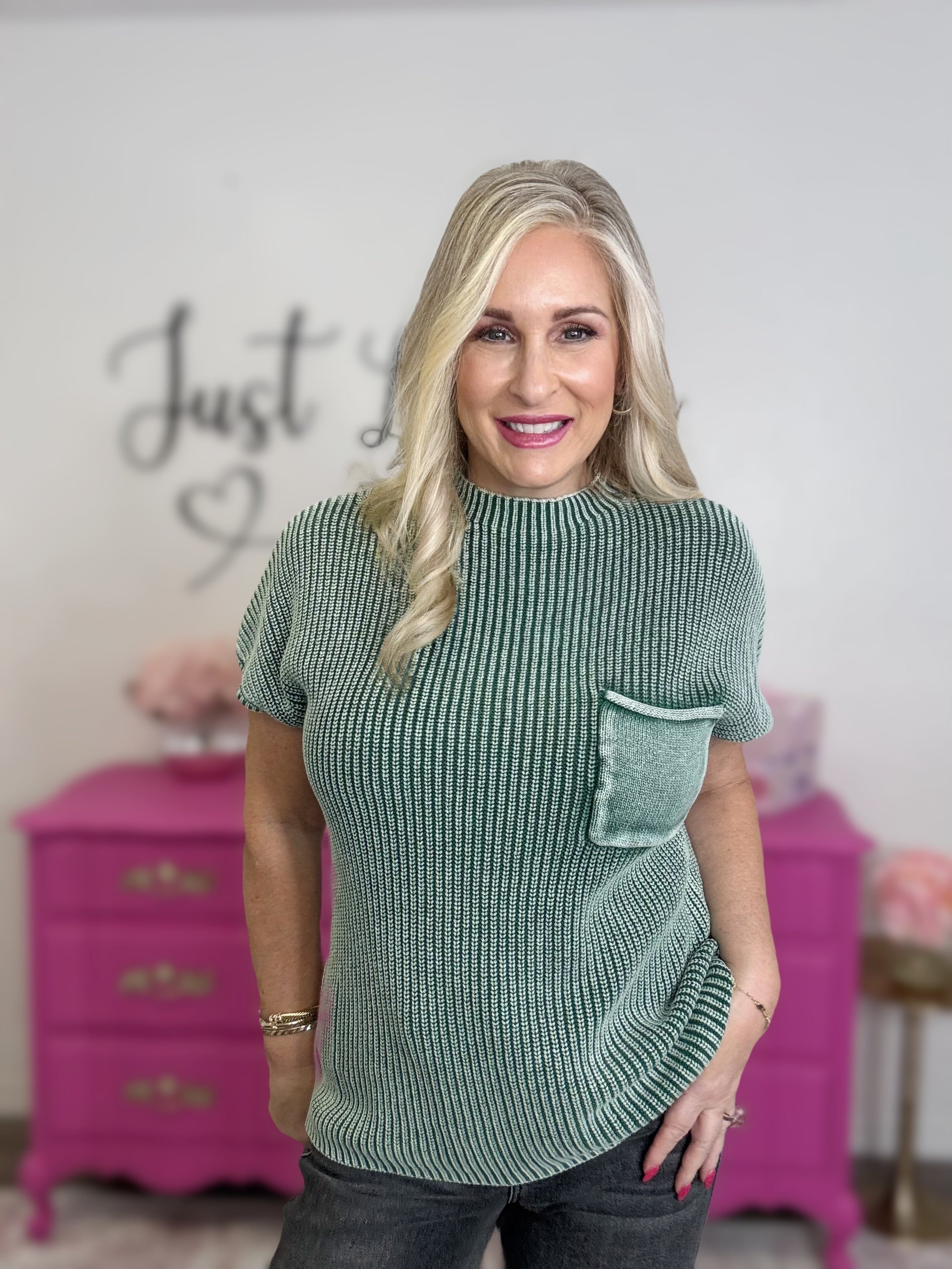 The Washed Mock Sweater Top