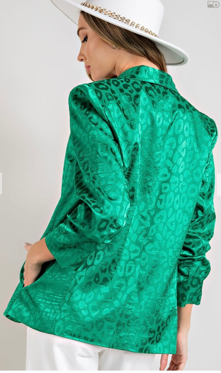 The Animal Print Satin Blazer