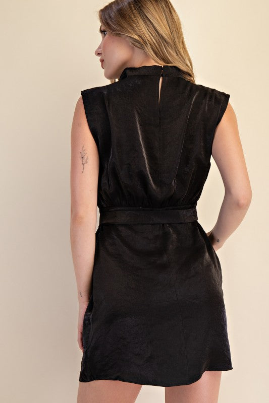 The Mock Neck Sleeveless Mini Dress