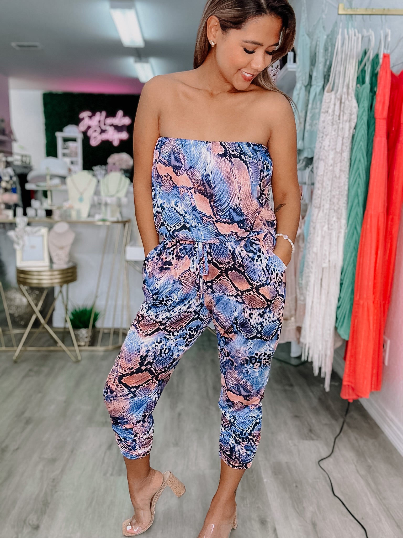 The Coral Snakeskin Jumpsuit