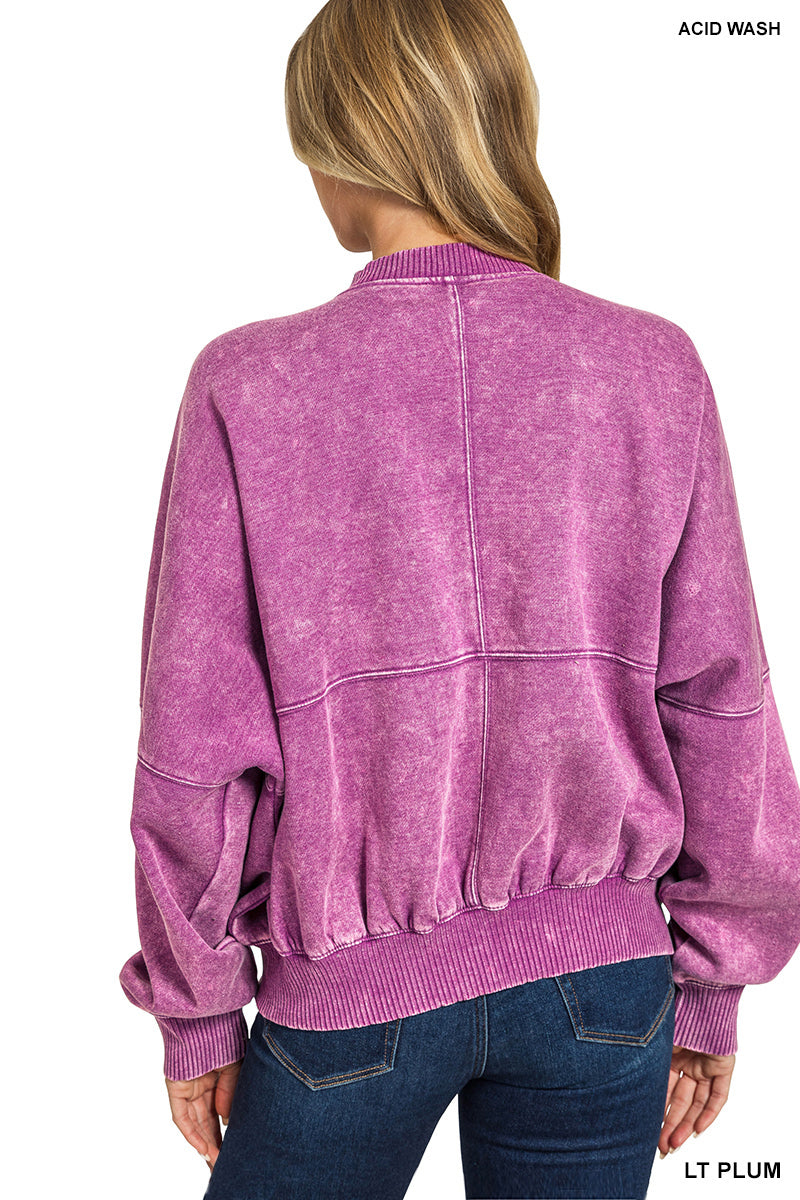 ACID WASHED FLEECE JACKET