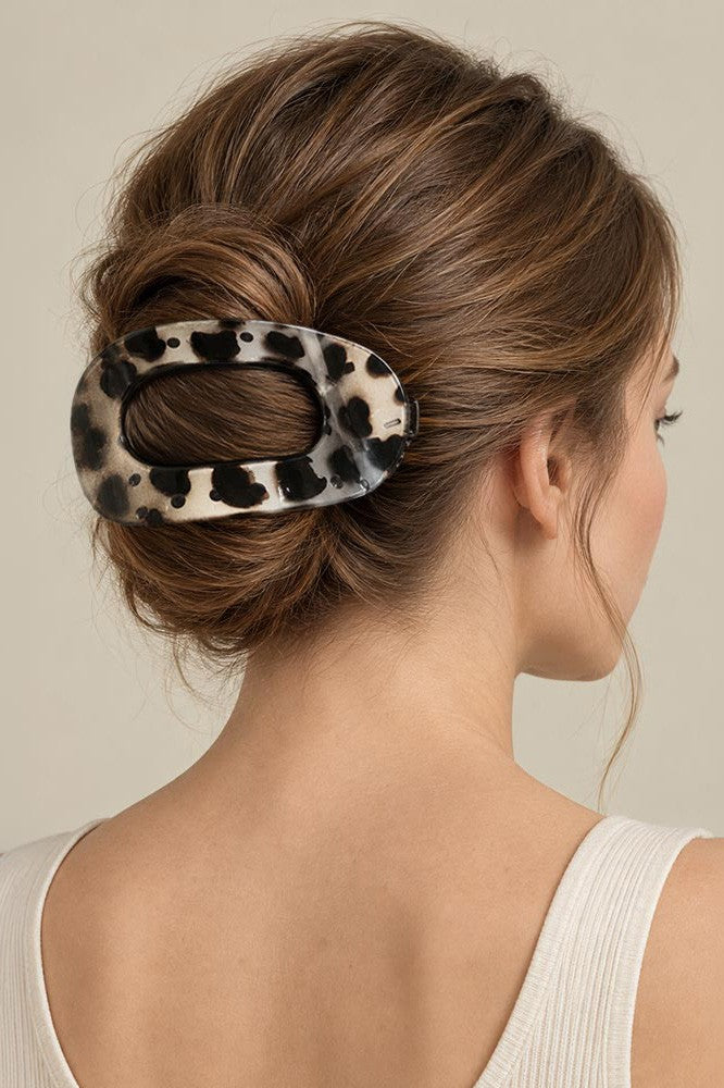 Oval Animal Print Open-Center Hair Clip