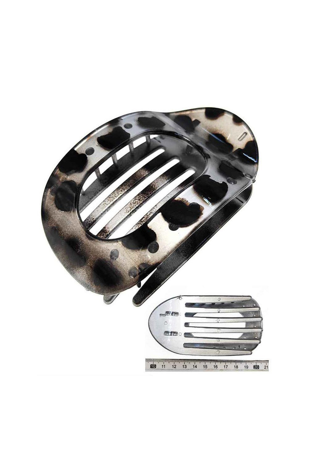 Oval Animal Print Open-Center Hair Clip