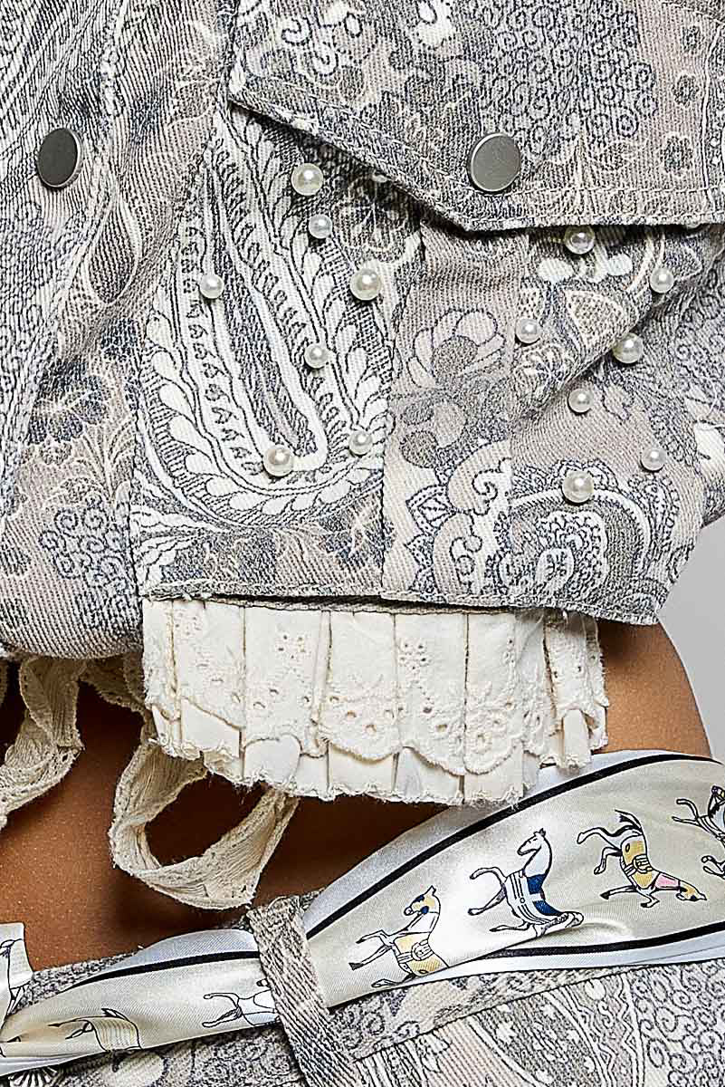 Paisley Pearl Trim Twill Jacket by Pol