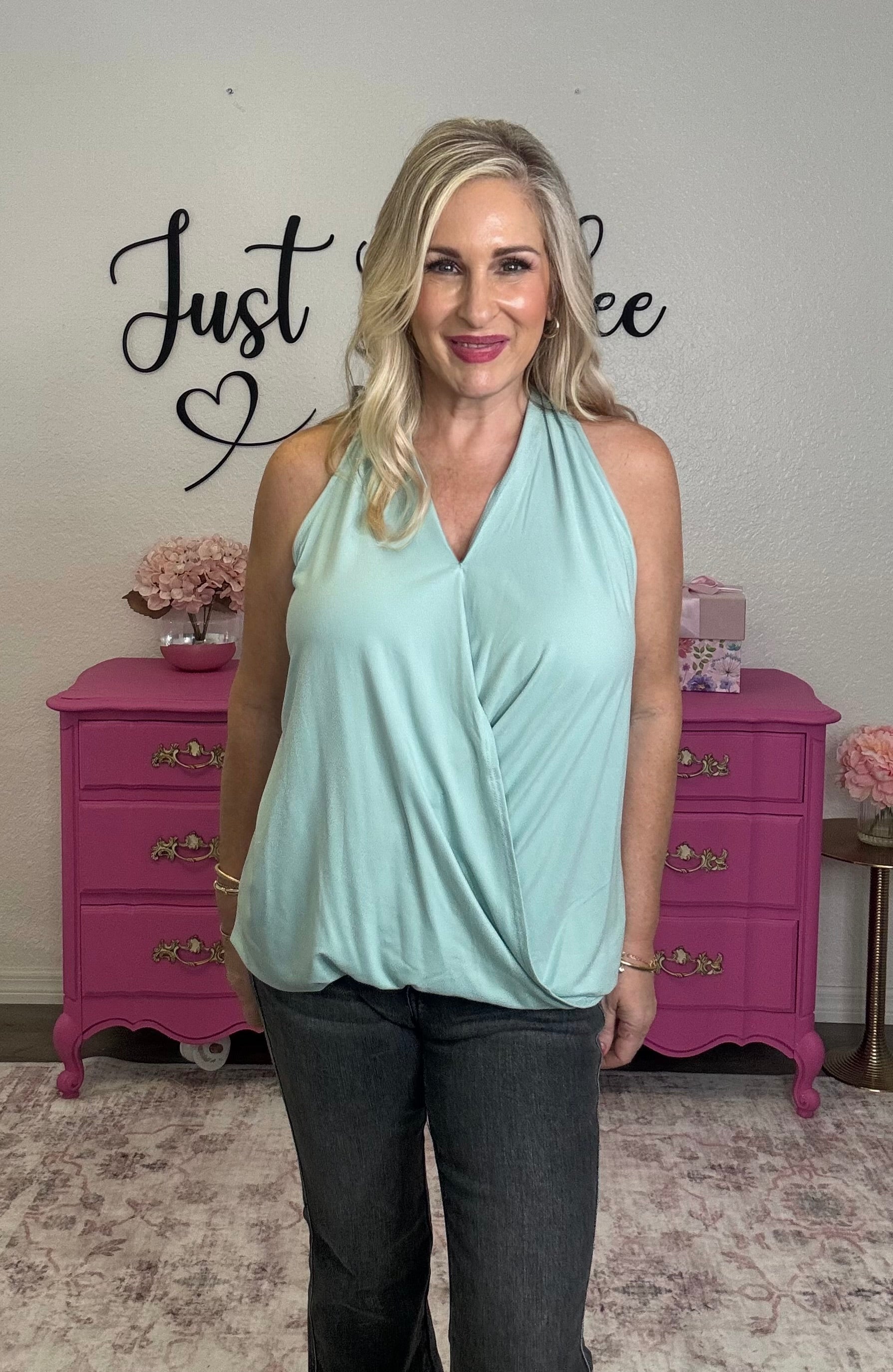 The Brushed Surplice Halter Top