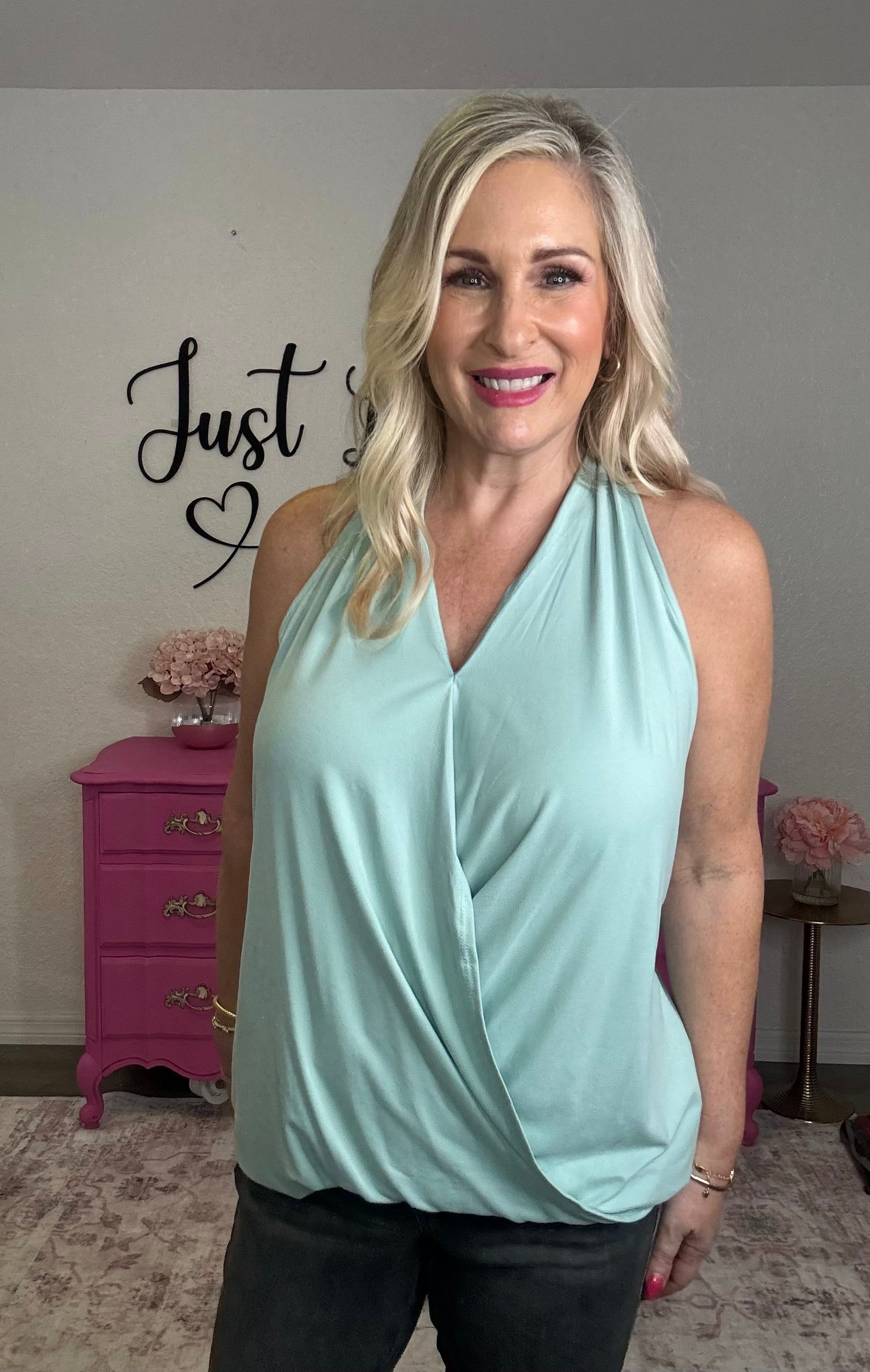 The Brushed Surplice Halter Top