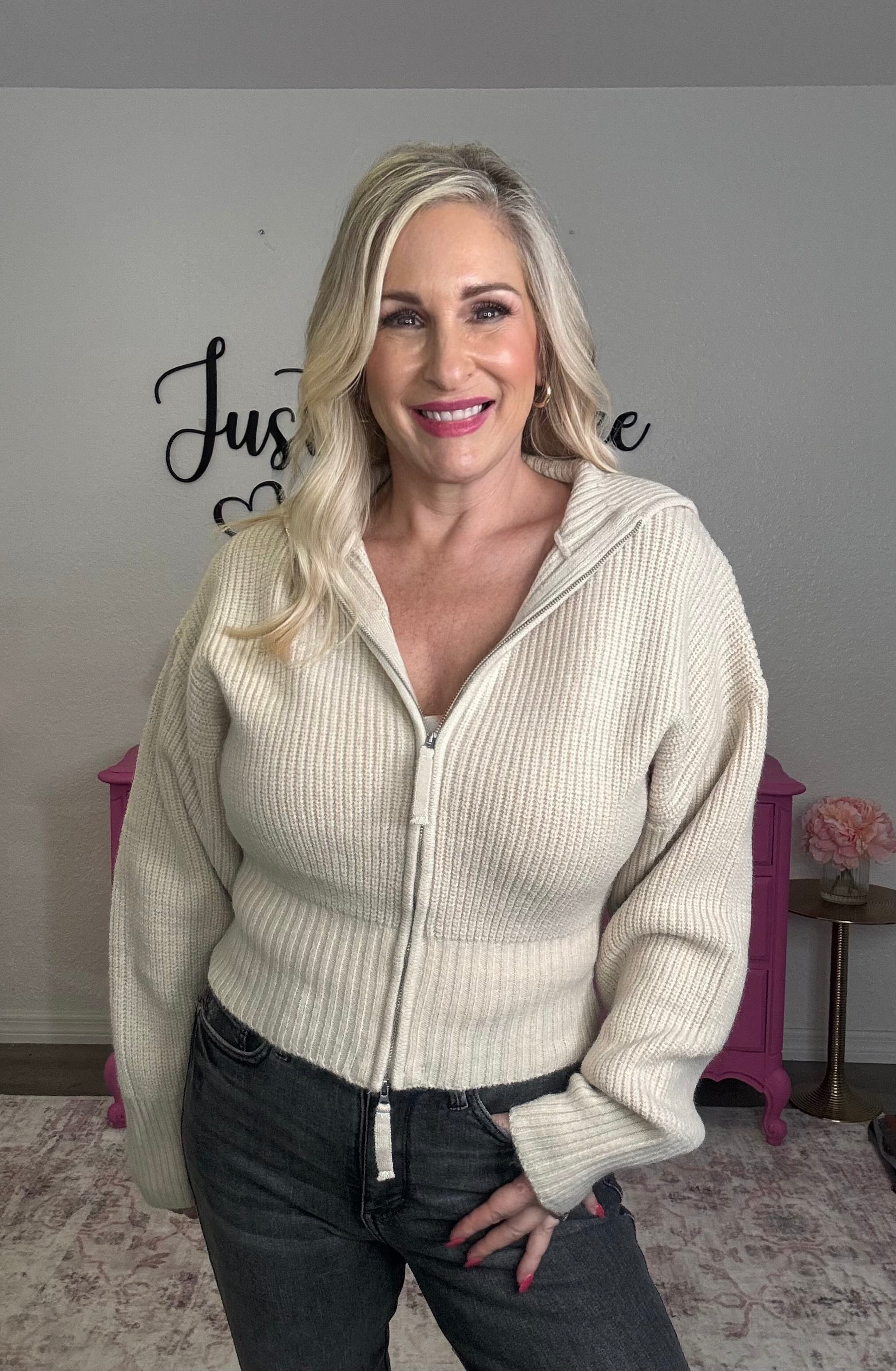 The Collared Zipper Sweater Top