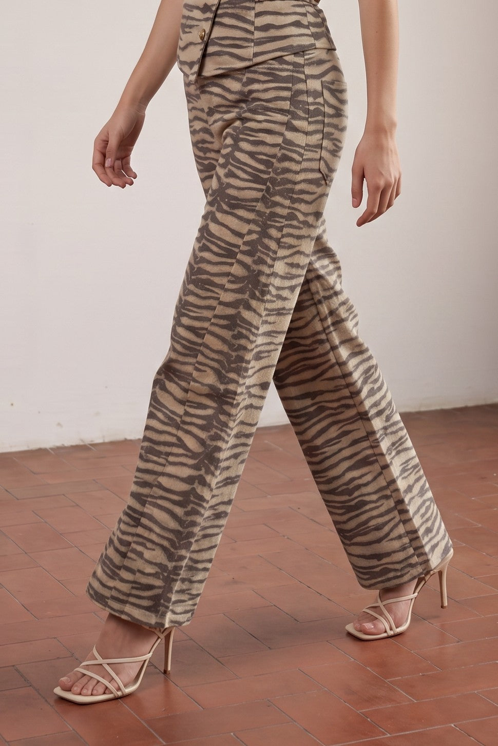 Tiger Print Wide Leg Pants