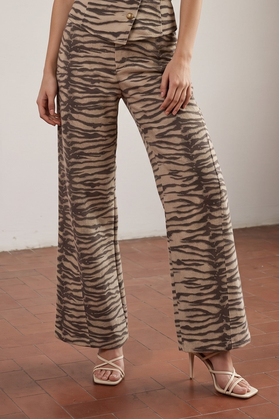 Tiger Print Wide Leg Pants