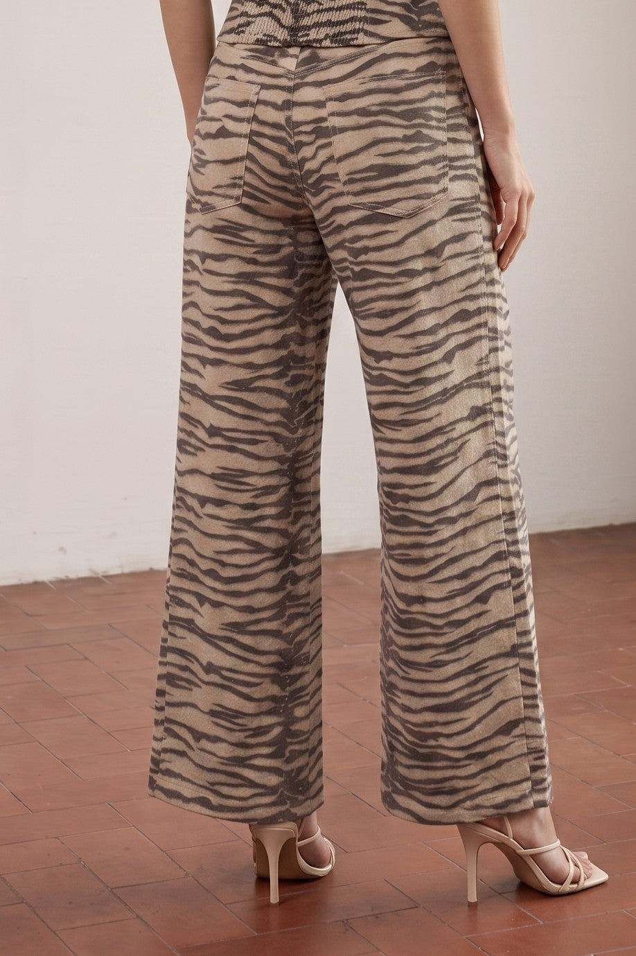 Tiger Print Wide Leg Pants