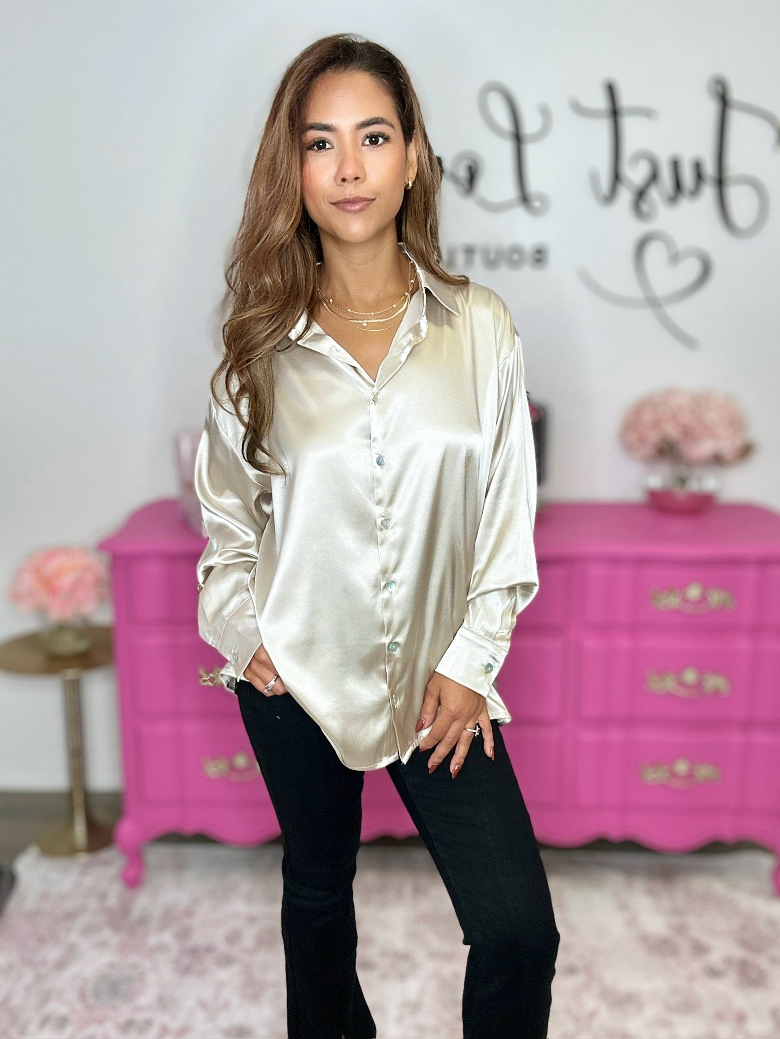 The Satin Button Down Top