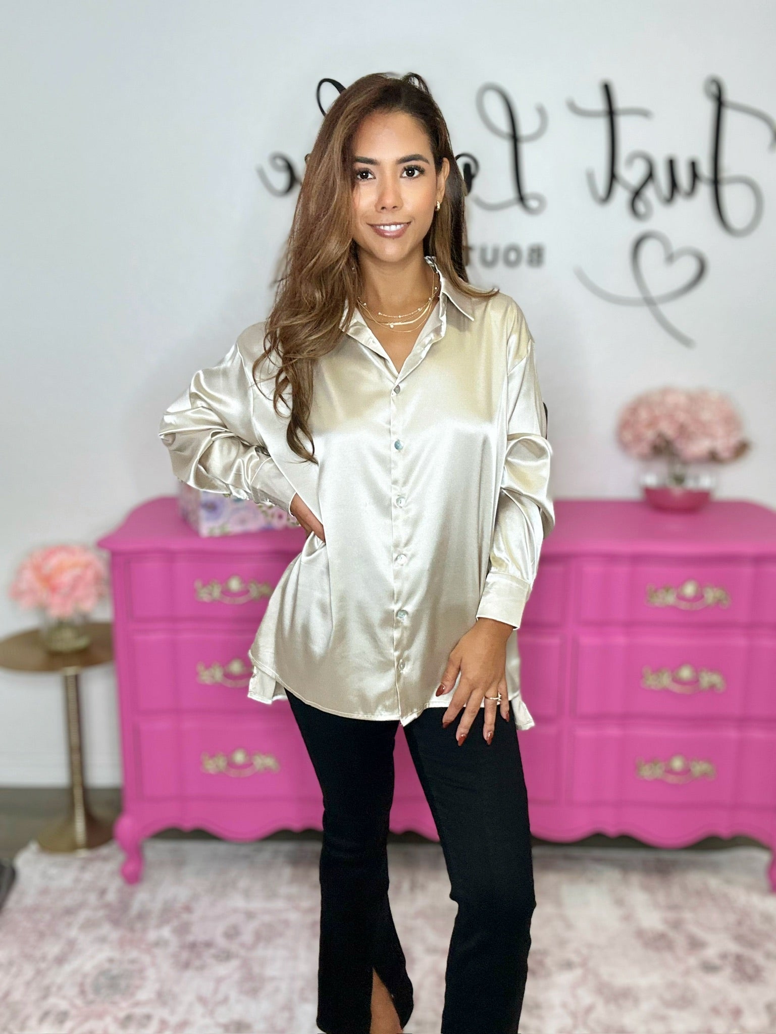 The Satin Button Down Top