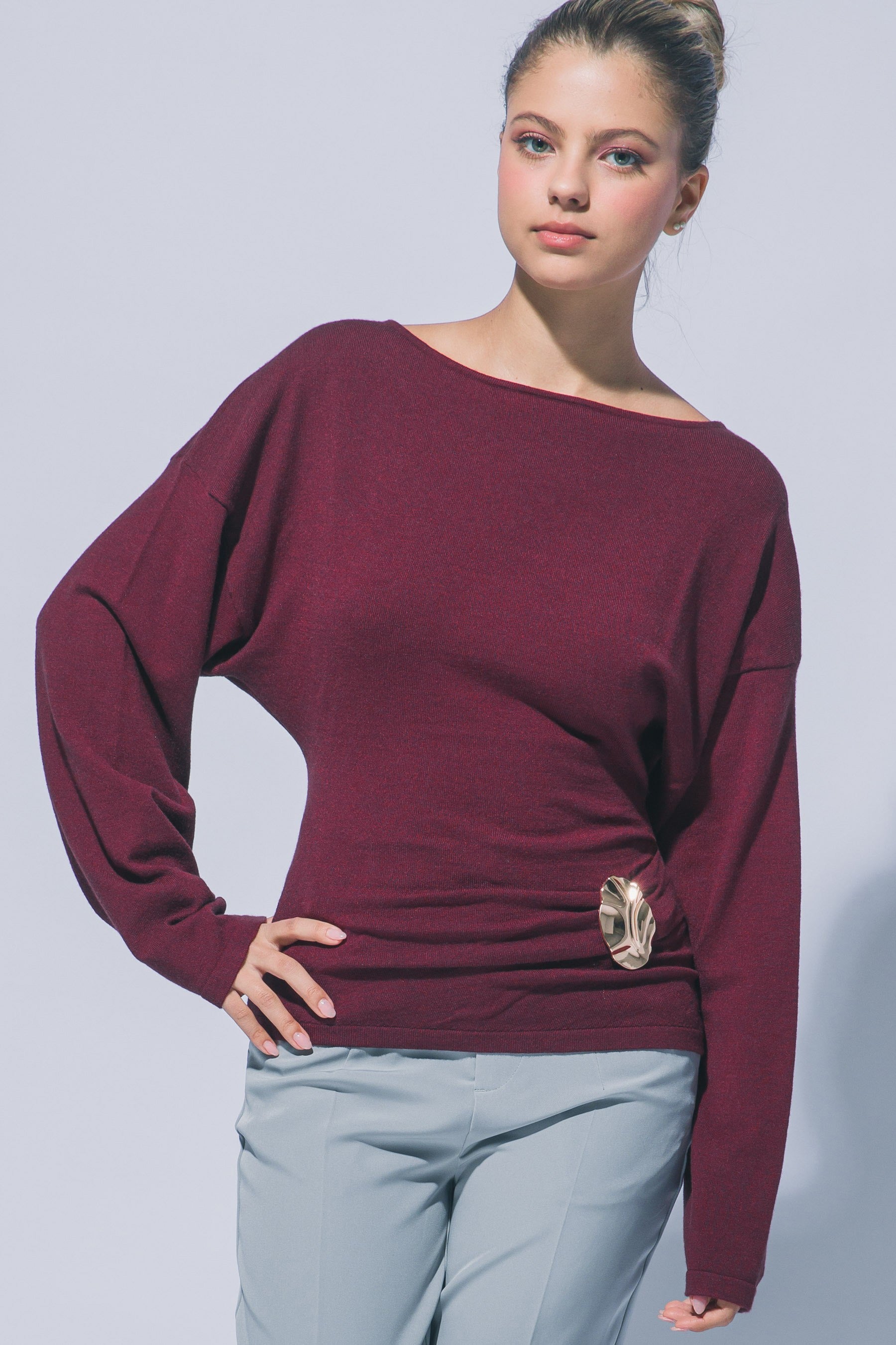 Golden Leaf Boat Neck Top
