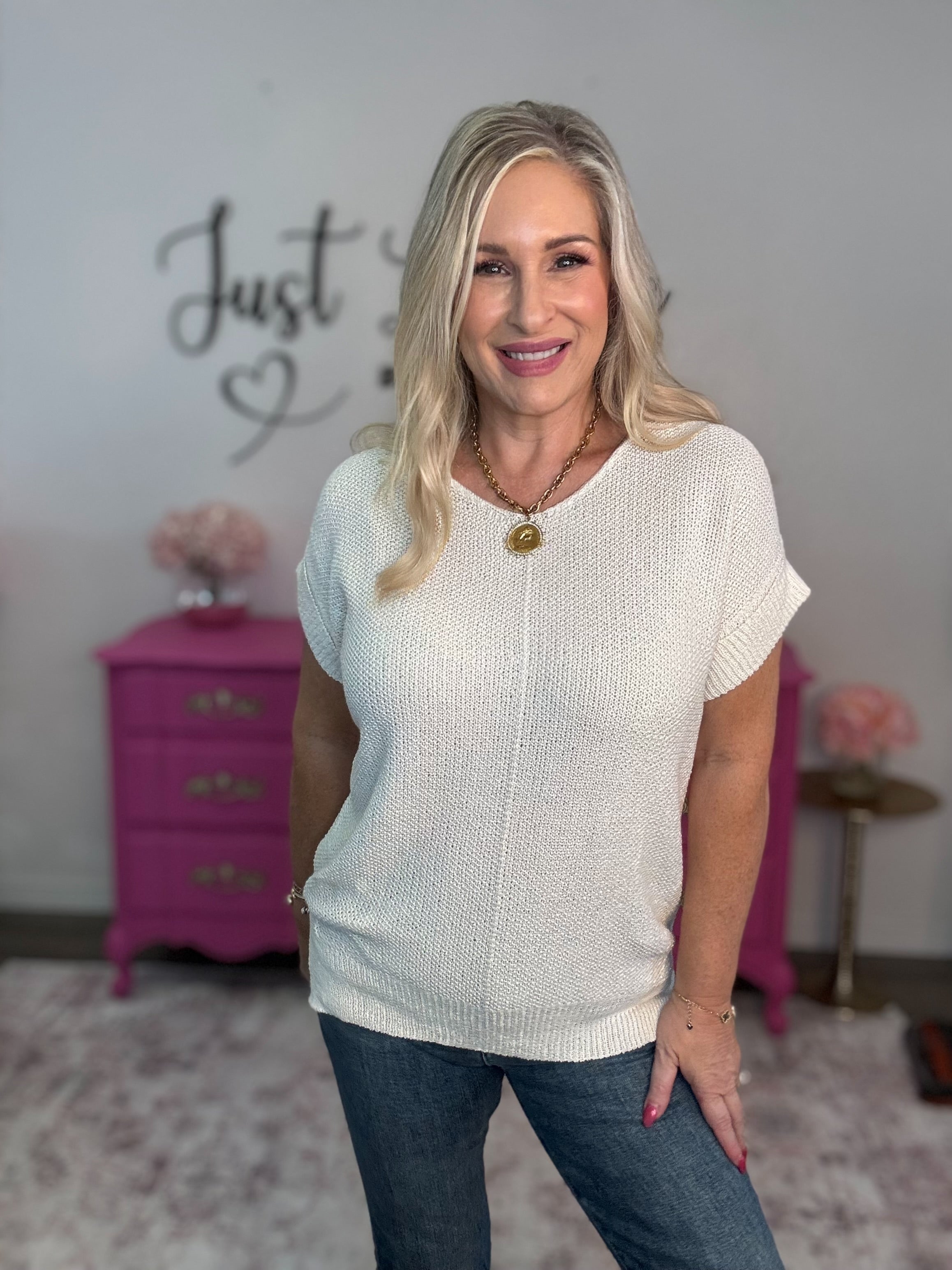 The Ivory Seamed Sweater Top