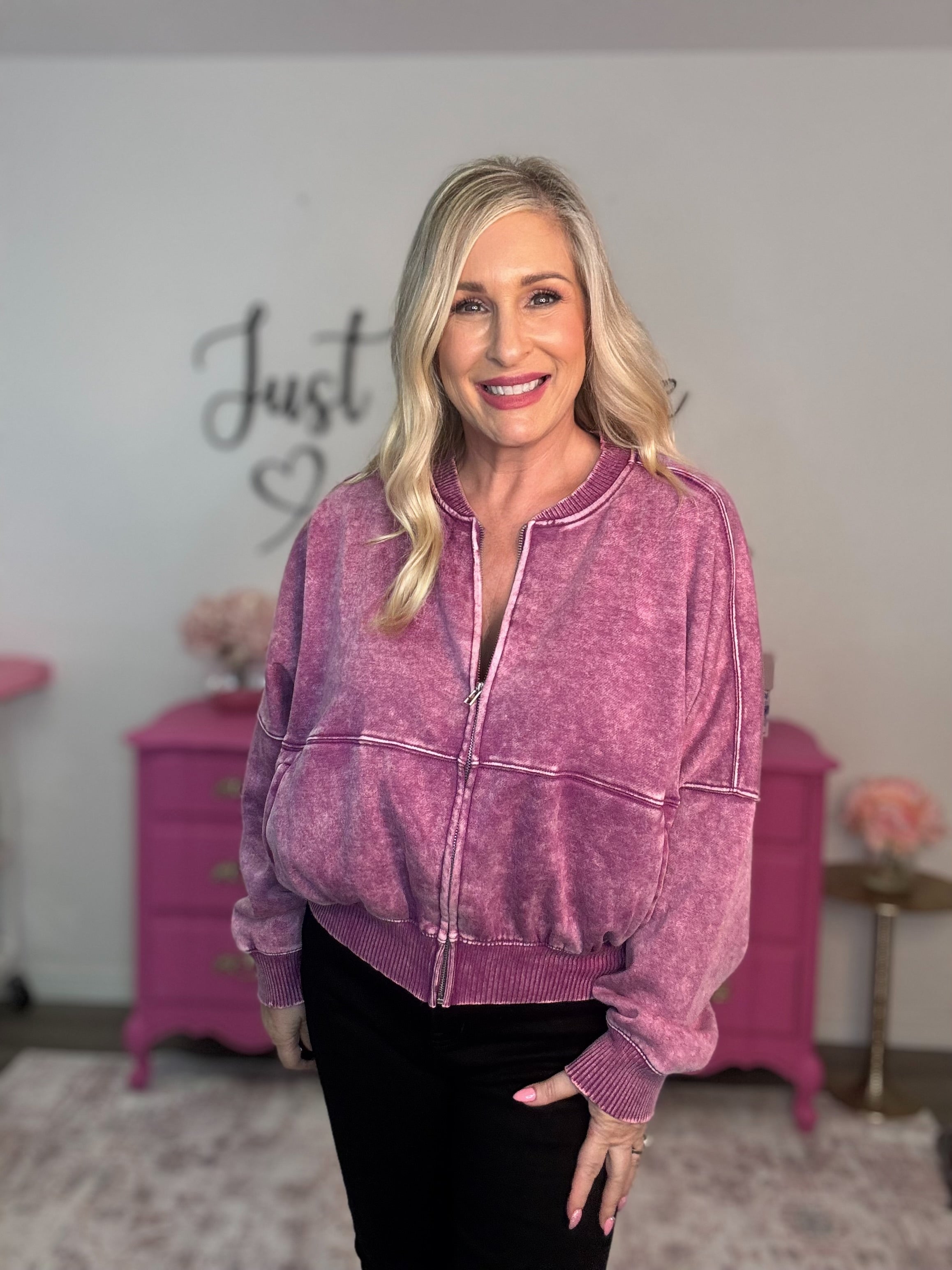 ACID WASHED FLEECE JACKET