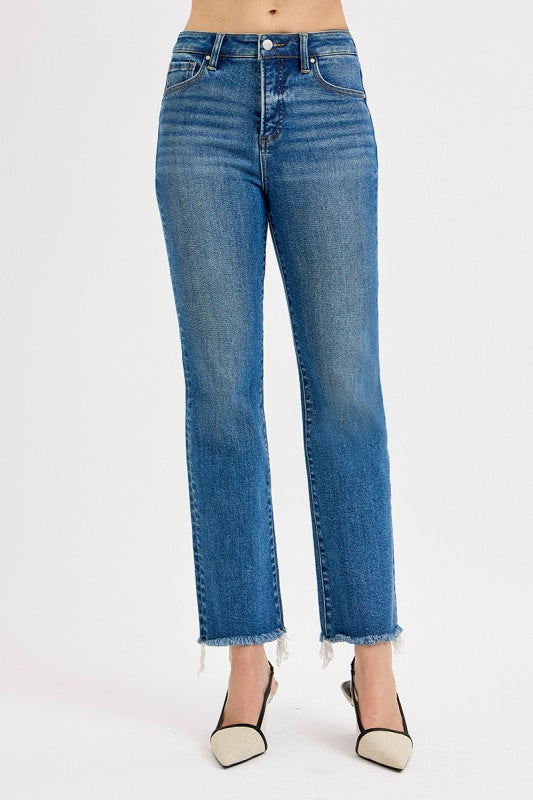 Tummy Control Raw Cut Jeans by Risen