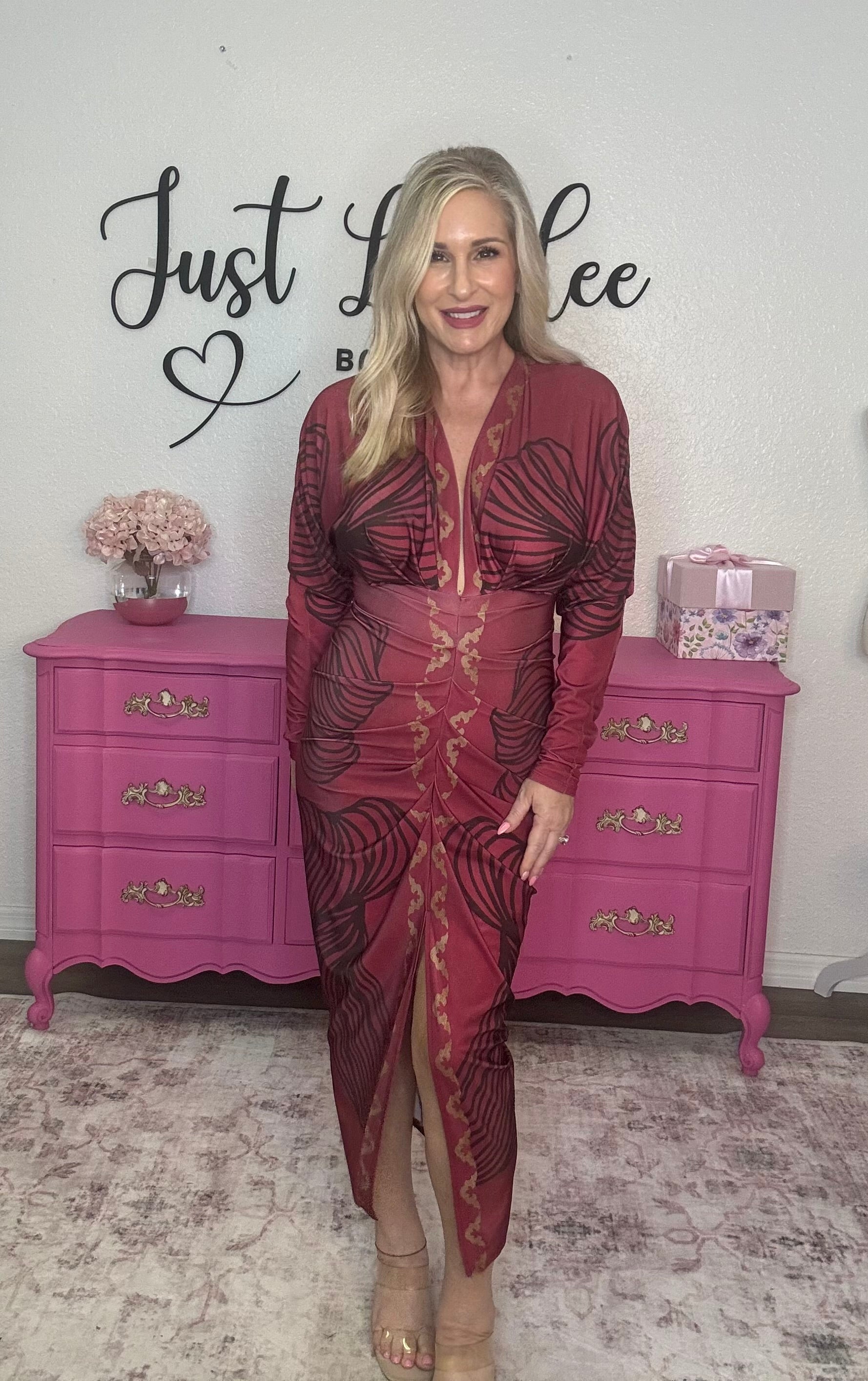 The Deep V Pleated MIDI Dress