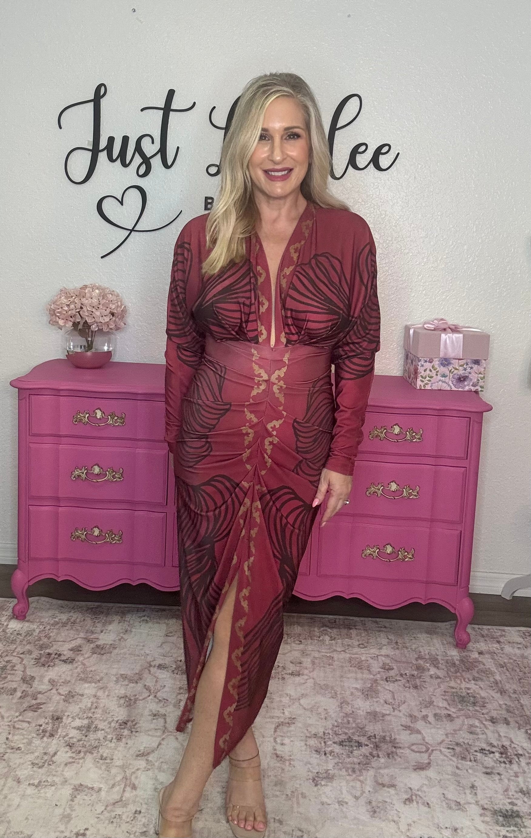 The Deep V Pleated MIDI Dress