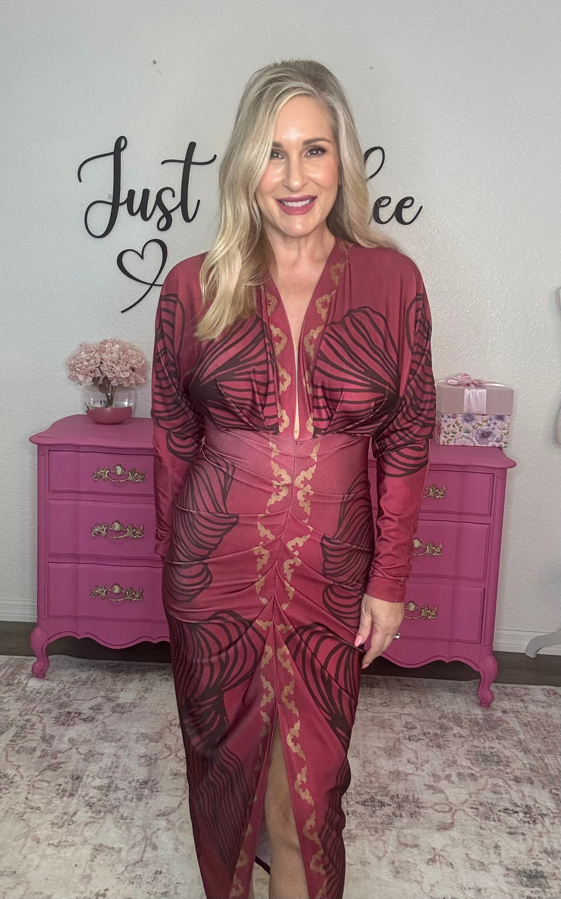 The Deep V Pleated MIDI Dress