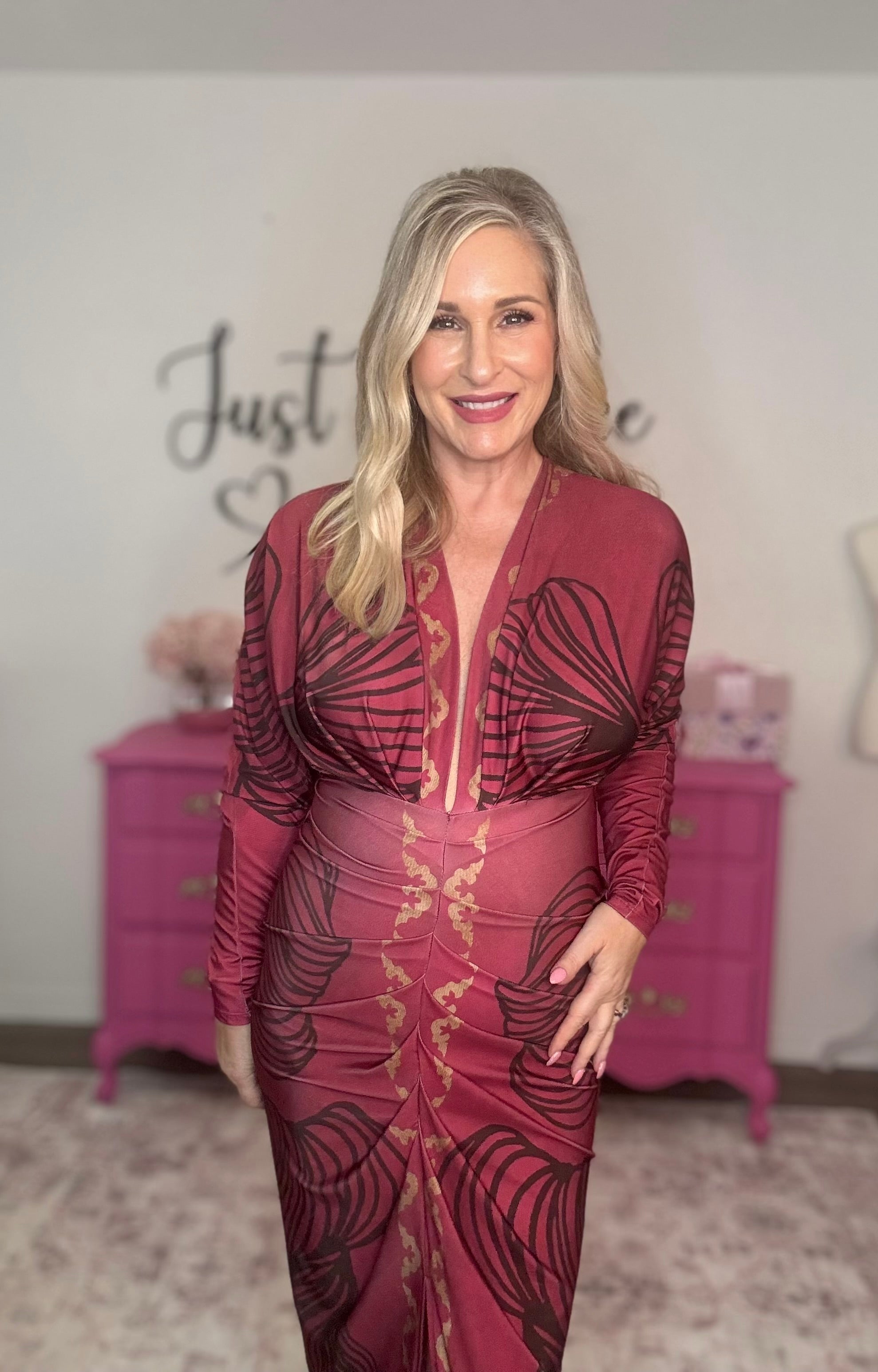 The Deep V Pleated MIDI Dress