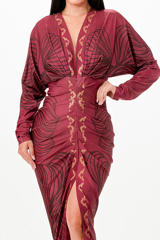 The Deep V Pleated MIDI Dress