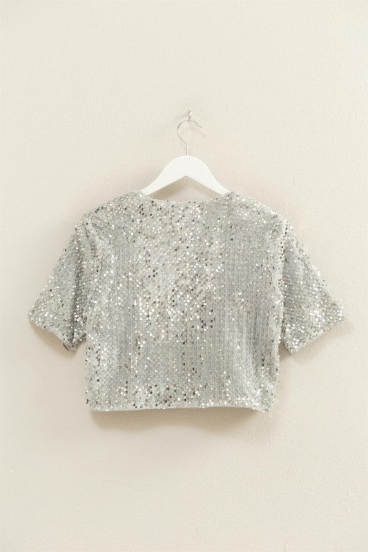 The Sequin Tie Cardigan Top
