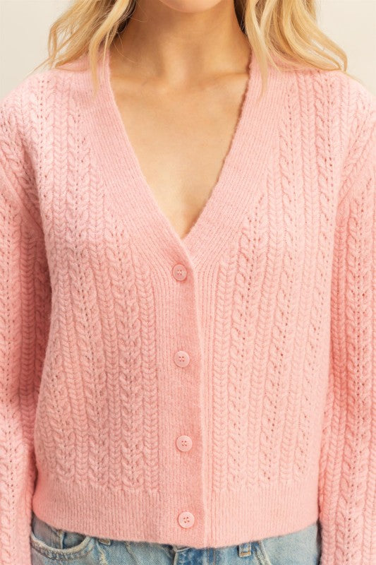 The Pink Cable Knit Cardigan