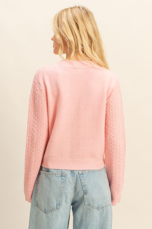 The Pink Cable Knit Cardigan