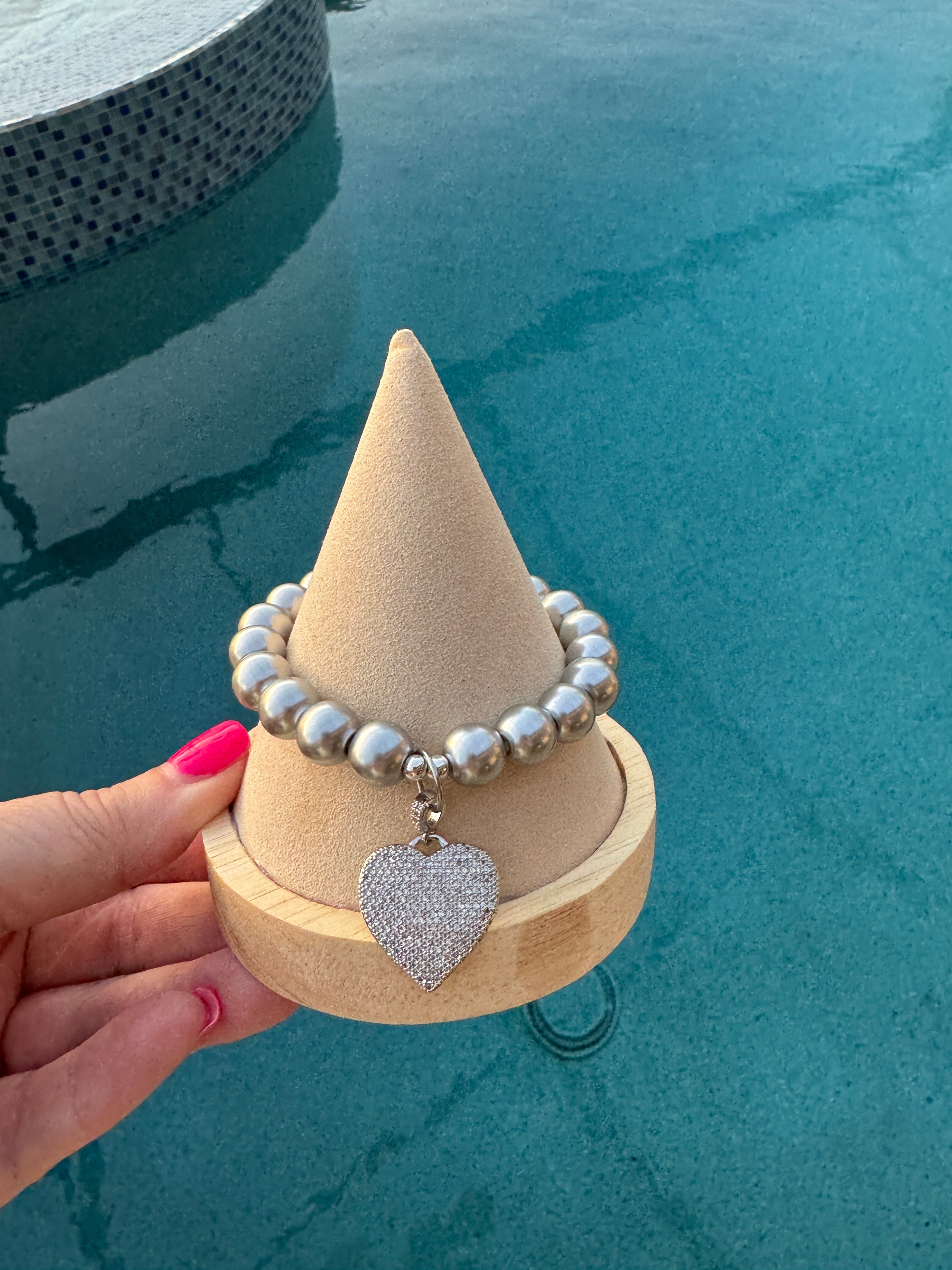 The Pearl Pave Heart Bracelet
