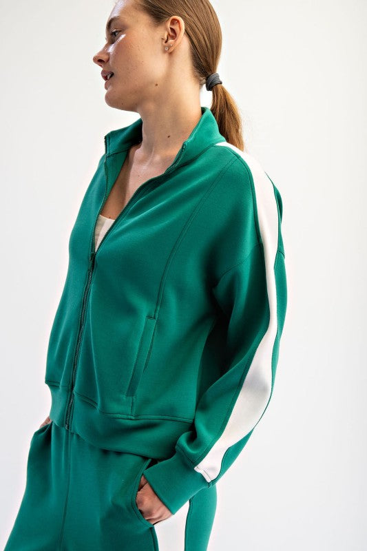 Modal Scuba Striping Zip Up Jacket