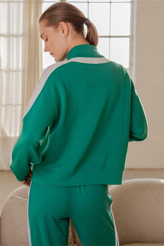 Modal Scuba Striping Zip Up Jacket