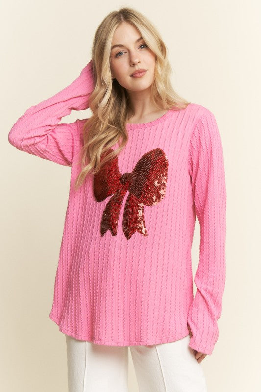 The Ribbed Sequin Ribbon Top