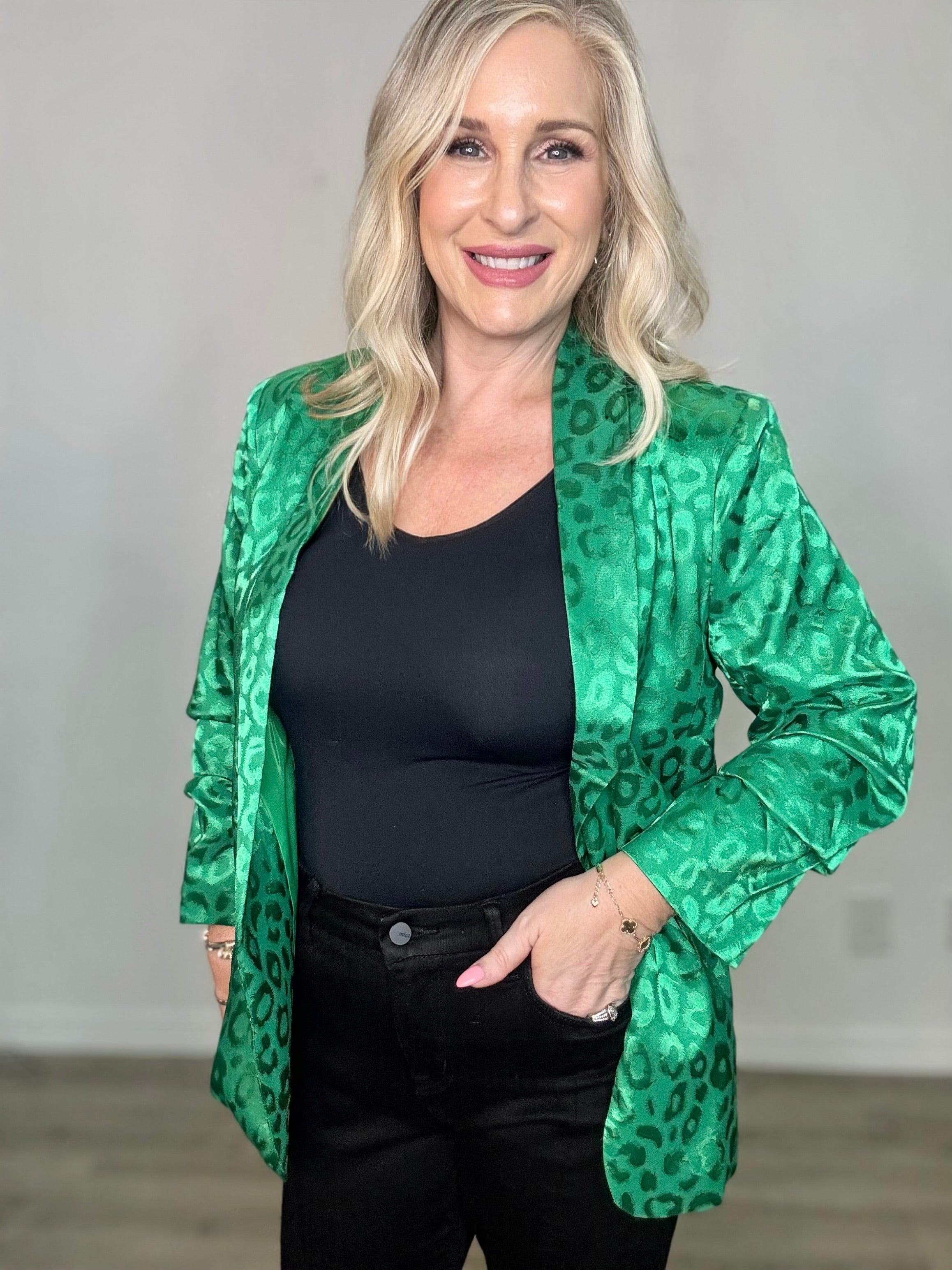 The Animal Print Satin Blazer