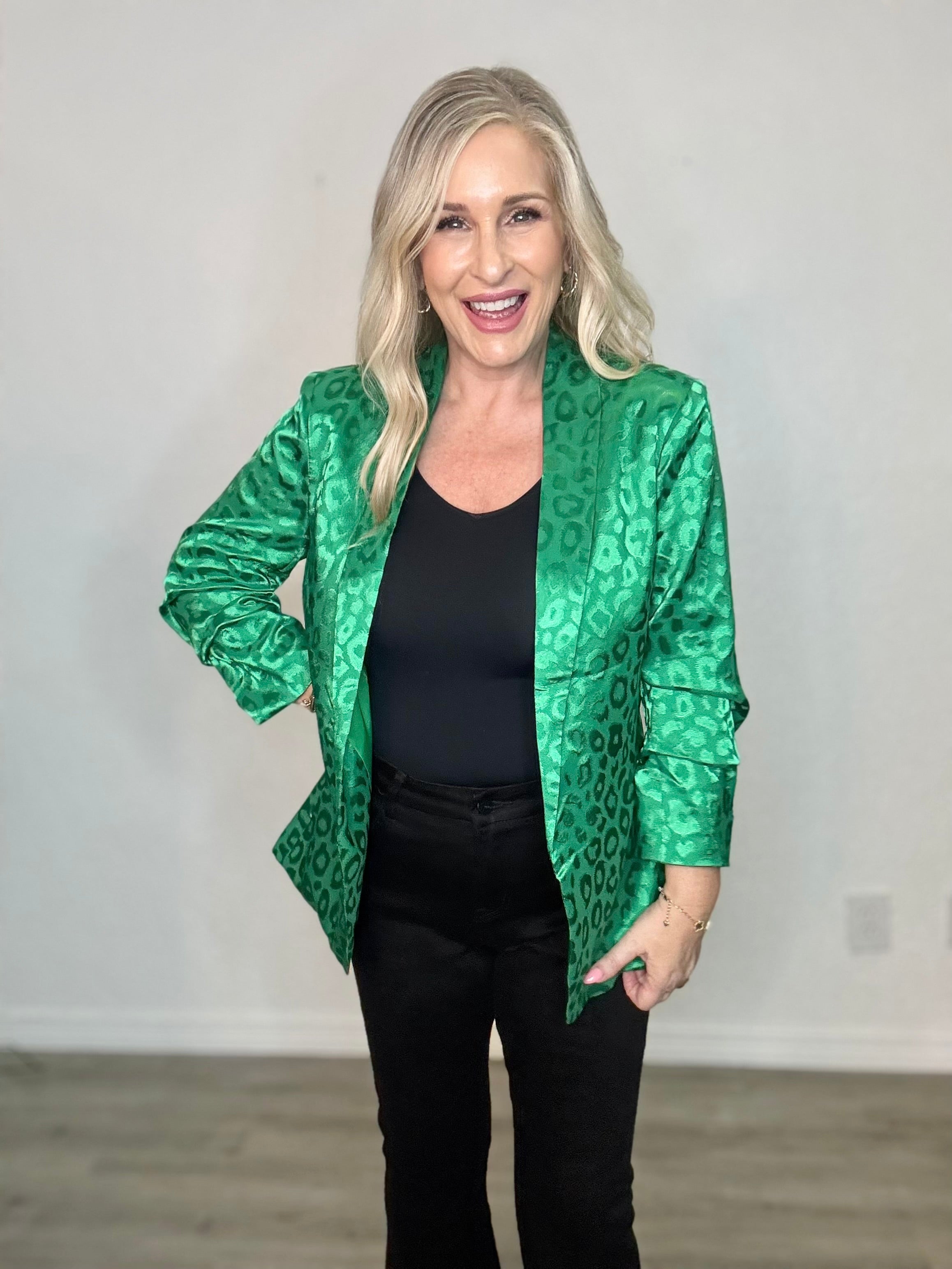 The Animal Print Satin Blazer