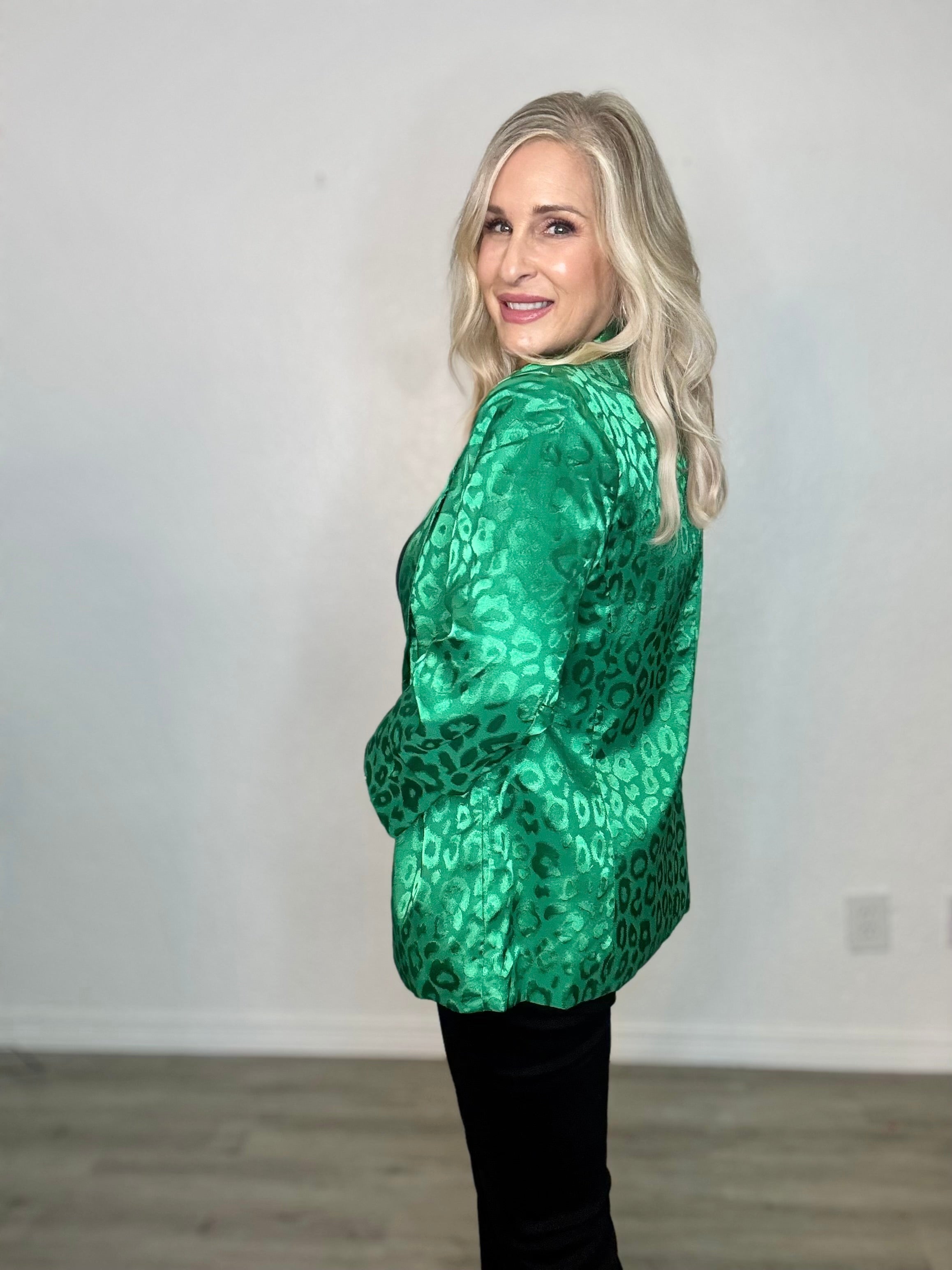 The Animal Print Satin Blazer