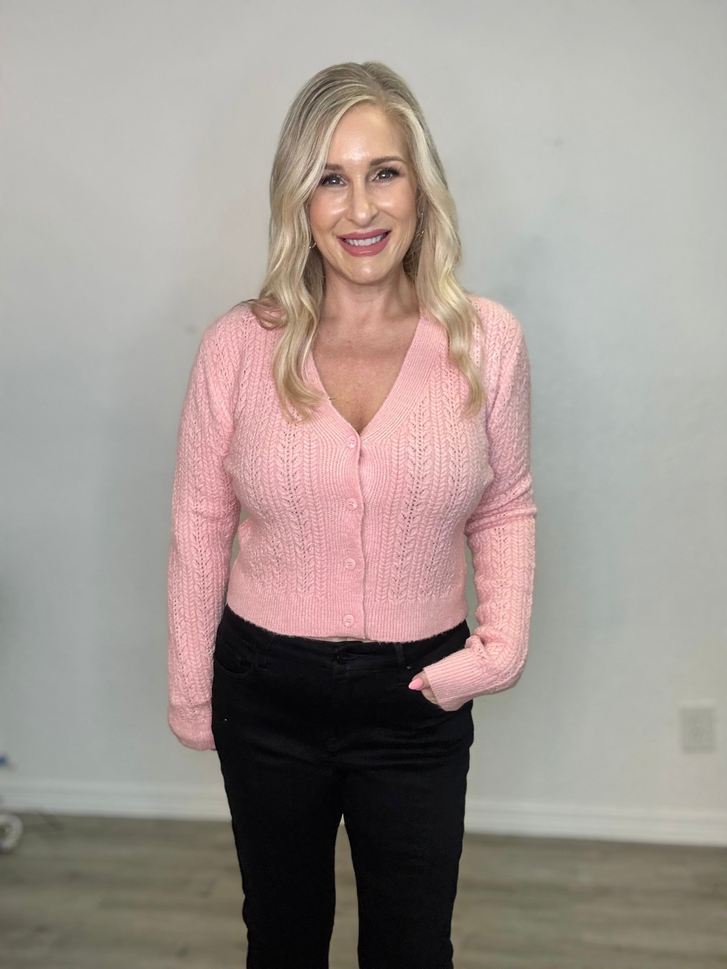 The Pink Cable Knit Cardigan