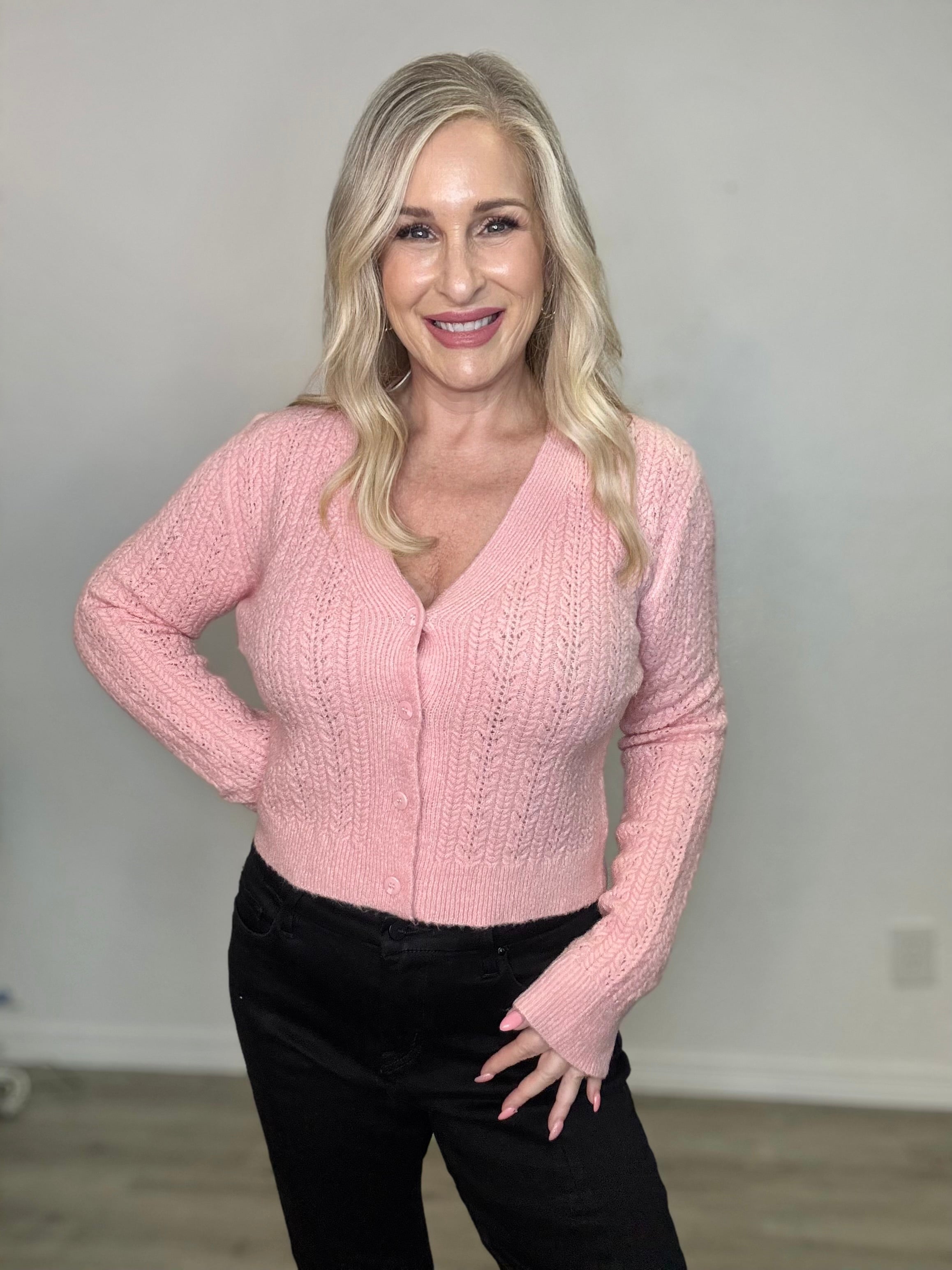 The Pink Cable Knit Cardigan