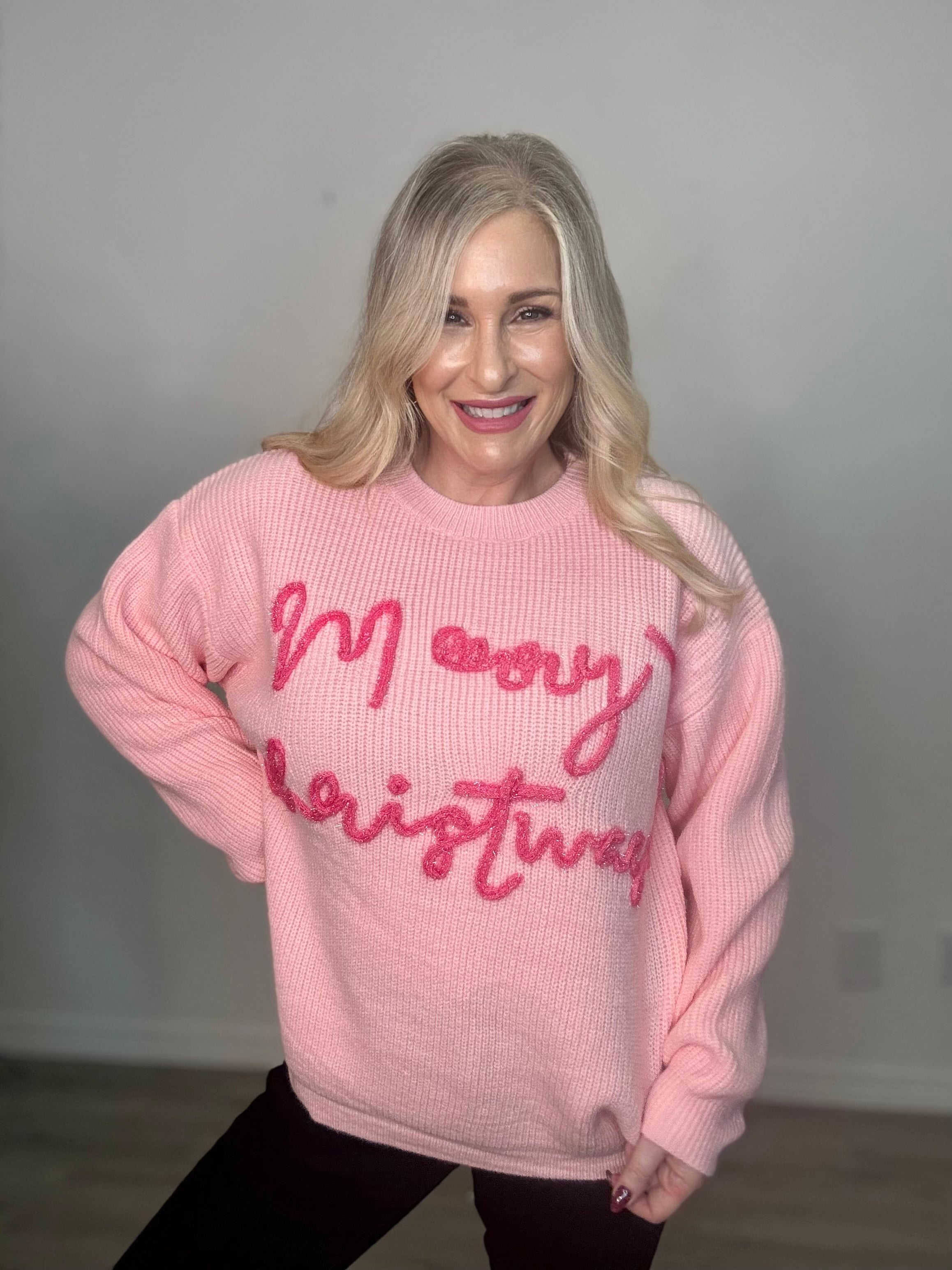 Merry Christmas Tinsel Sweater Top